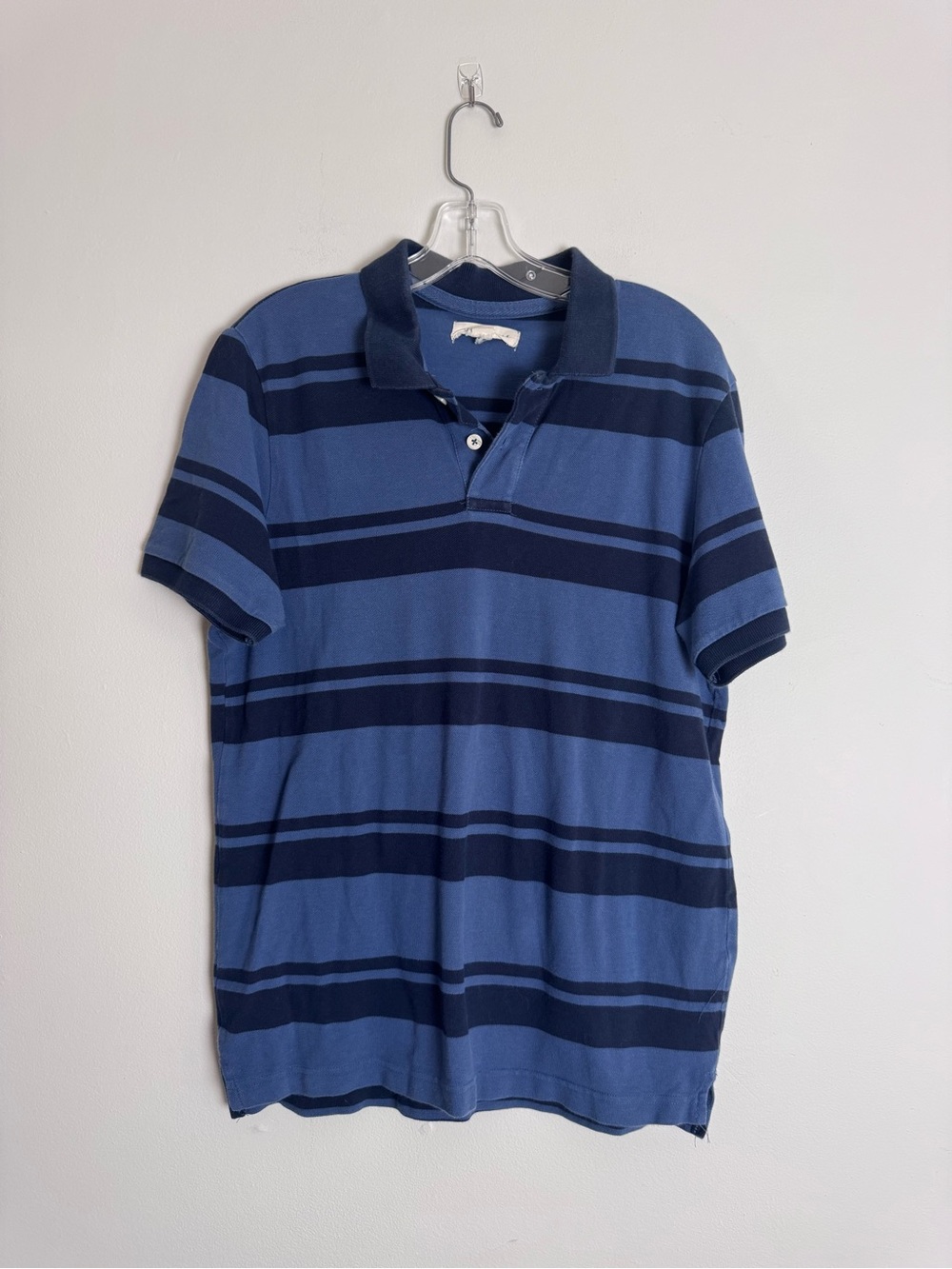 Aeropostale Men's Blue Striped Polo Shirt L fits like M